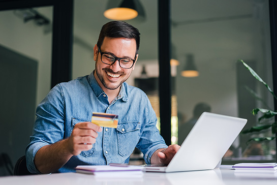 Man shopping online